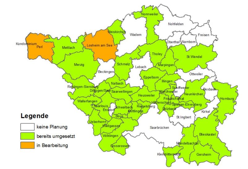 Bebauungspläne und Flächennutzungspläne der saarländischen Kommunen